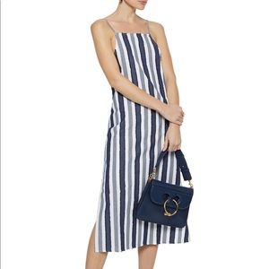 ONIA Melanie striped fil coupé cotton midi dress